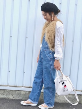 「OLD NAVY（オールドネイビー）のアイテム（オールインワン・サロペット）」を使った、Ayaaaaa♥さん（レディース・156cm）の秋コーディネート