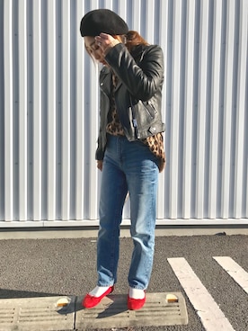 「ハイウエストストレートジーンズ」｜Ayaaaaa♥さん（レディース・156cm）の冬コーディネート