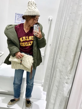 「ハイウエストストレートジーンズ」｜Ayaaaaa♥さん（レディース・156cm）の冬コーディネート