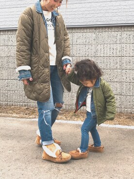 「アイテム（モカシン/デッキシューズ）」を使った、Ayaaaaa♥さん（レディース・156cm）の冬コーディネート