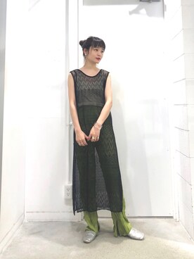 「KBF+（ケービーエフプラス）のアイテム（パンツ）」を使った、ricoさん（レディース・160cm）の夏コーディネート