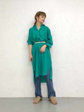 「カラーシャツ」｜ricoさん（レディース・160cm）の春コーディネート