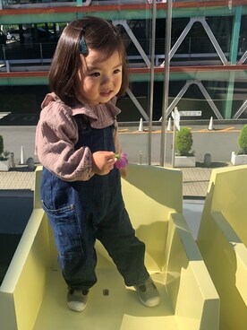 「90cm」｜「アイテム（オールインワン・サロペット）」を使った、COTORIさん（キッズ・90cm）の秋コーディネート