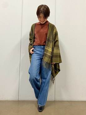 「human woman（ヒューマンウーマン）のアイテム（デニムパンツ）」を使った、ayakaさん（レディース・151cm）の秋コーディネート