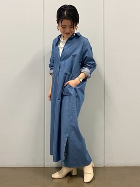 「シンプル」｜「アイテム（シャツワンピース）」を使った、ayakaさん（レディース・151cm）の冬コーディネート