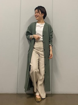 「お出掛けコーデ」｜「アイテム（シャツワンピース）」を使った、ayakaさん（レディース・151cm）の春コーディネート