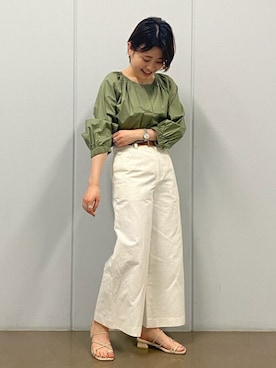 「アイテム（アクセサリー、グリーン系）」を使った、ayakaさん（レディース・151cm）の春コーディネート