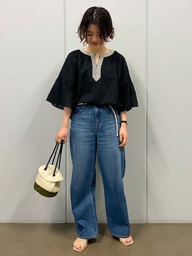 「human woman（ヒューマンウーマン）の◆ＪACK ＧOMMEバッグ（ハンドバッグ）」を使った、ayakaさん（レディース・151cm）の夏コーディネート