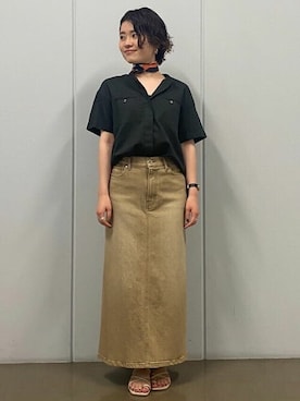 「human woman（ヒューマンウーマン）の◆ファインドビーローンブラウス（シャツ/ブラウス）」を使った、ayakaさん（レディース・151cm）の夏コーディネート