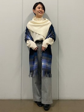 「human woman（ヒューマンウーマン）の◆撚杢ツィードパンツ（その他パンツ）」を使った、ayakaさん（レディース・151cm）の秋コーディネート