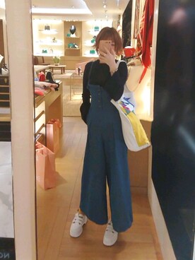 「AS KNOW AS PINKY（アズノゥアズピンキー）のアイテム（オールインワン・サロペット）」を使った、ユキモさん（レディース・168cm）の秋コーディネート