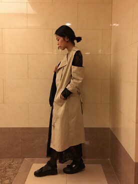 「pushBUTTONのアイテム（ジャケット/アウター）」を使った、elinkさん（レディース・156cm）の冬コーディネート