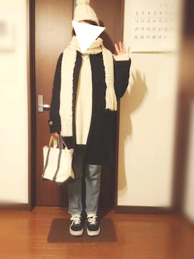 「FUDGE」｜「アイテム（ステンカラーコート）」を使った、moezouさん（レディース・159cm）の冬コーディネート