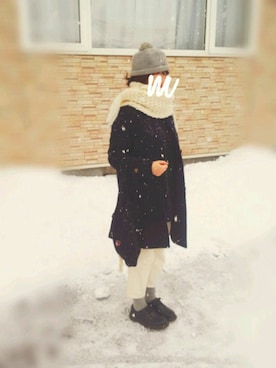 「FRED PERRY（フレッドペリー）のアイテム（ステンカラーコート）」を使った、moezouさん（レディース・159cm）の冬コーディネート