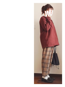 「ラガーシャツ」｜「アイテム（その他シューズ）」を使った、moezouさん（レディース・159cm）の秋コーディネート