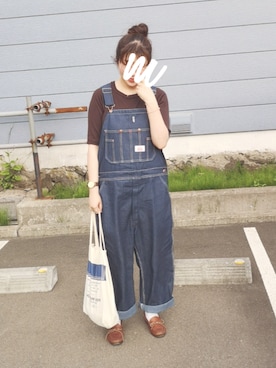 「FUDGE」｜「アイテム（オールインワン・サロペット）」を使った、moezouさん（レディース・159cm）の夏コーディネート