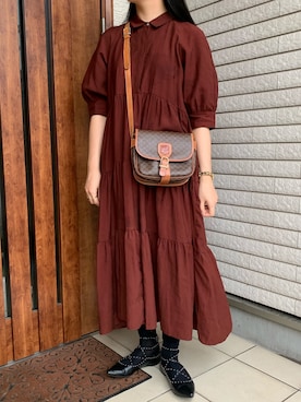 Zara ザラ のシャツワンピース ブラウン系 を使ったレディース人気ファッションコーディネート Wear