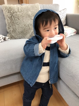 「no brand（ノーブランド）のアイテム（その他アウター）」を使った、chihaさん（キッズ・80cm）の春コーディネート