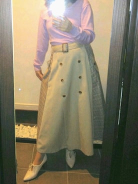 「RETRO GIRL（レトロガール）のアイテム（スカート、ベージュ系）」を使った、miii_03さん（レディース・157cm）の春コーディネート