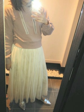「JILL by JILL STUART（ジルバイジルスチュアート）のアイテム（パーカー、ピンク系）」を使った、miii_03さん（レディース・157cm）の春コーディネート