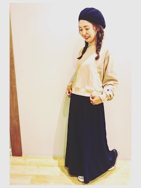 「earth music&ecology（アースミュージックアンドエコロジー）のカットプリーツスカーチョ（その他パンツ）」を使った、tomopuuさん（レディース・152cm）の秋コーディネート