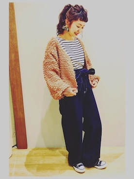 「ループカーディガン」｜tomopuuさん（レディース・152cm）の秋コーディネート