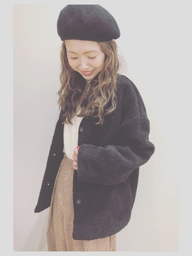 「earth music&ecology（アースミュージックアンドエコロジー）のアイテム（ダウンジャケット/コート）」を使った、tomopuuさん（レディース・152cm）の秋コーディネート
