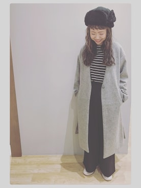 「earth music&ecology（アースミュージックアンドエコロジー）のアイテム（ノーカラージャケット）」を使った、tomopuuさん（レディース・152cm）の秋コーディネート