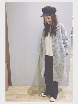「ファーコート」｜「アイテム（キャスケット）」を使った、tomopuuさん（レディース・152cm）の冬コーディネート