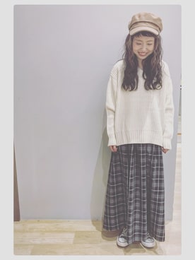「earth music&ecology（アースミュージックアンドエコロジー）のアイテム（キャスケット）」を使った、tomopuuさん（レディース・152cm）の冬コーディネート