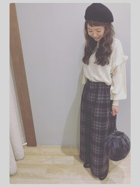 「袖フリル」｜「アイテム（財布/小物）」を使った、tomopuuさん（レディース・152cm）の冬コーディネート