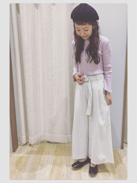 「earth music&ecology（アースミュージックアンドエコロジー）のアイテム（バレエシューズ、ブラック系）」を使った、tomopuuさん（レディース・152cm）の冬コーディネート