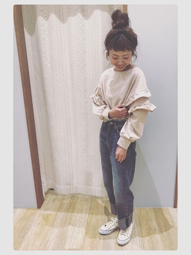 「袖フリル」｜tomopuuさん（レディース・152cm）の冬コーディネート