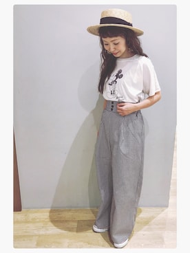 「earth music&ecology（アースミュージックアンドエコロジー）のアイテム（ハット）」を使った、tomopuuさん（レディース・152cm）の春コーディネート