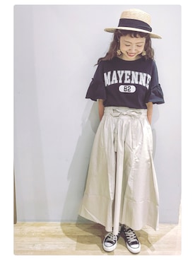「earth music&ecology（アースミュージックアンドエコロジー）のアイテム（ハット）」を使った、tomopuuさん（レディース・152cm）の夏コーディネート