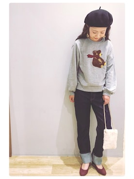 「ORiental TRaffic(ORiental TRaffic)」｜「アイテム（ハンチング/ベレー帽）」を使った、tomopuuさん（レディース・152cm）の秋コーディネート