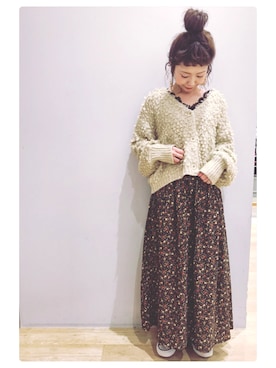 「ループカーディガン」｜tomopuuさん（レディース・152cm）の秋コーディネート