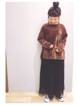 「earth music&ecology（アースミュージックアンドエコロジー）のアイテム（チュニック）」を使った、tomopuuさん（レディース・152cm）の秋コーディネート