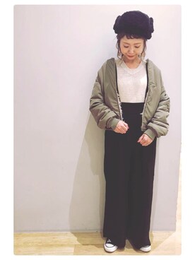 「スパンコール」｜「アイテム（ブルゾン）」を使った、tomopuuさん（レディース・152cm）の秋コーディネート