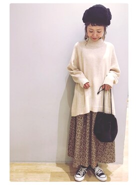 「ファー」｜「アイテム（チュニック）」を使った、tomopuuさん（レディース・152cm）の秋コーディネート