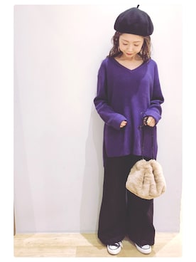 「ブラックデニム」｜「アイテム（チュニック）」を使った、tomopuuさん（レディース・152cm）の秋コーディネート