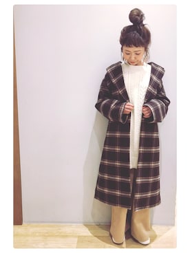 「ケーブルニット」｜「アイテム（チュニック）」を使った、tomopuuさん（レディース・152cm）の秋コーディネート