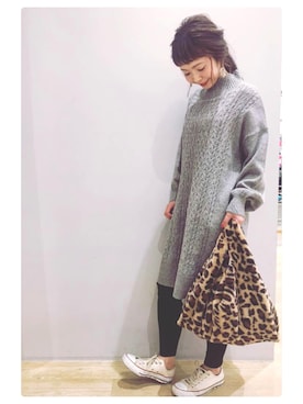 「アイラブCONVERSE」｜「アイテム（ワンピース/ドレス）」を使った、tomopuuさん（レディース・152cm）の冬コーディネート