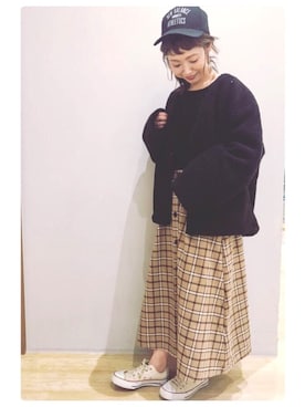 「NEW BALANCE（ニューバランス）のアイテム（帽子）」を使った、tomopuuさん（レディース・152cm）の冬コーディネート