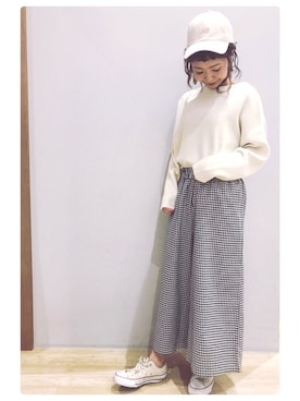 「earth music&ecology（アースミュージックアンドエコロジー）のアイテム（ハット）」を使った、tomopuuさん（レディース・152cm）の冬コーディネート