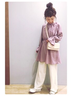 「earth music&ecology（アースミュージックアンドエコロジー）のアイテム（チュニック）」を使った、tomopuuさん（レディース・152cm）の冬コーディネート