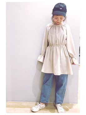 「LEE」｜「アイテム（チュニック）」を使った、tomopuuさん（レディース・152cm）の冬コーディネート