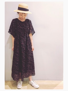 「earth music&ecology（アースミュージックアンドエコロジー）のアイテム（ハット）」を使った、tomopuuさん（レディース・152cm）の春コーディネート