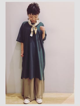 「プリーツ」｜「アイテム（チュニック）」を使った、tomopuuさん（レディース・152cm）の夏コーディネート