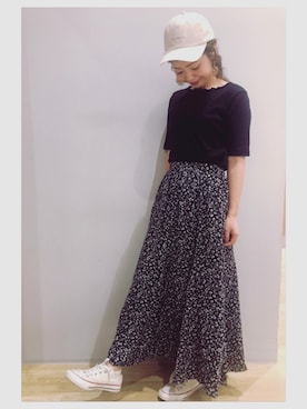 「NEW BALANCE（ニューバランス）のアイテム（帽子）」を使った、tomopuuさん（レディース・152cm）の夏コーディネート